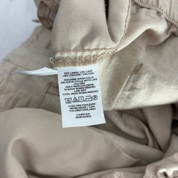 LOFT Women’s Beige Tie Waist Pants Linen Cotton Blend Caribbean Vacation M - Picture 5 of 5